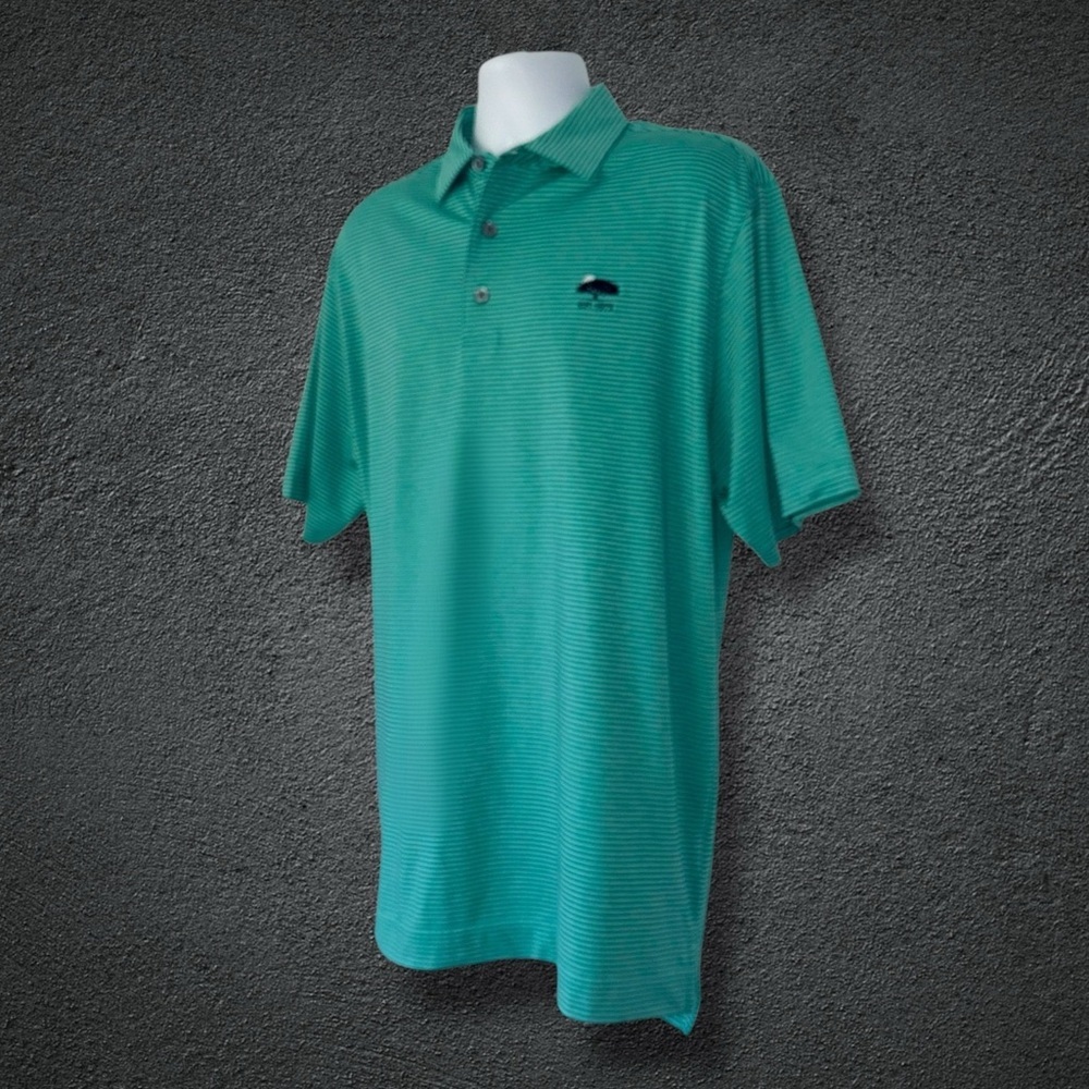 FootJoy Performance Golf Polo Shirt Green Striped Tree Logo Men’s XL